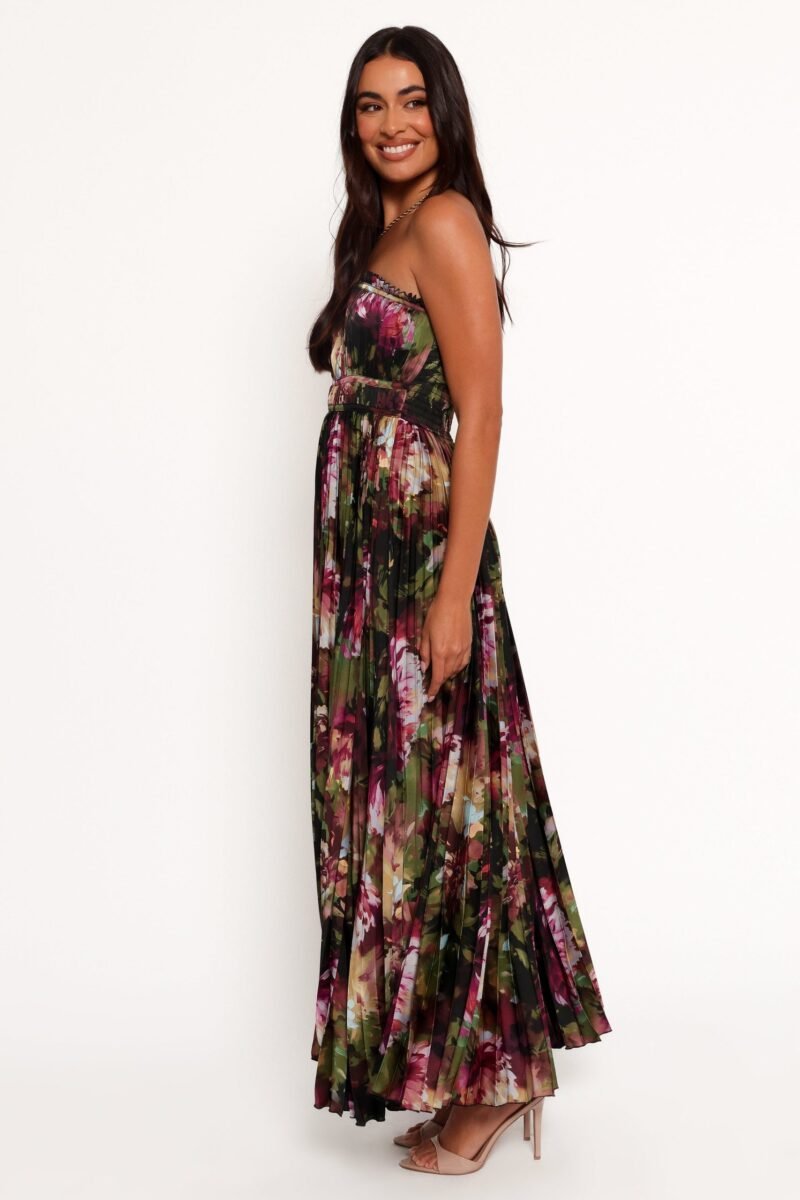 無肩帶長裙-灰色模糊花朵 - Image 4