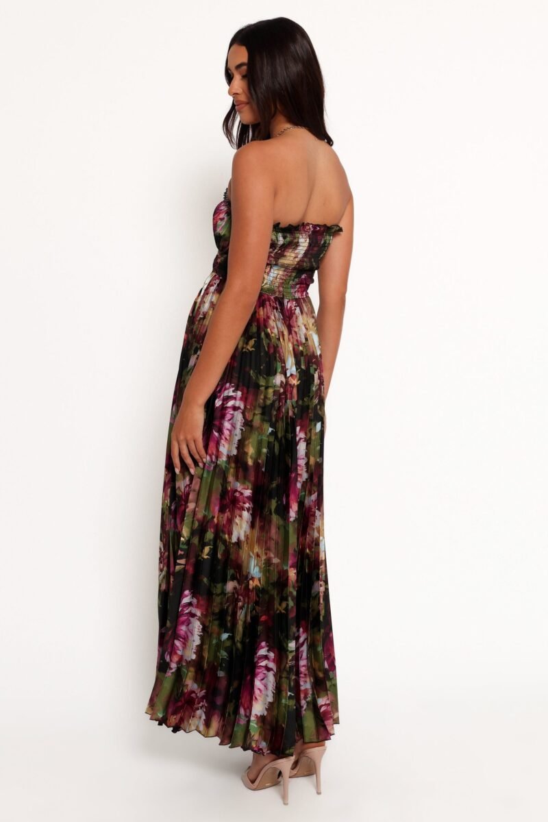 無肩帶長裙-灰色模糊花朵 - Image 5